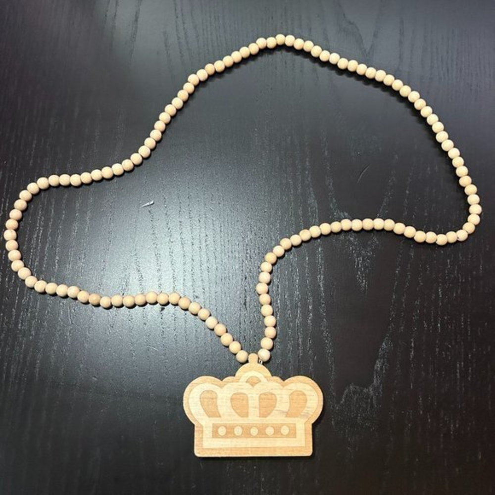 GoodWood NYC Crown Necklace‎ Wooden Pendant Wooden Beaded